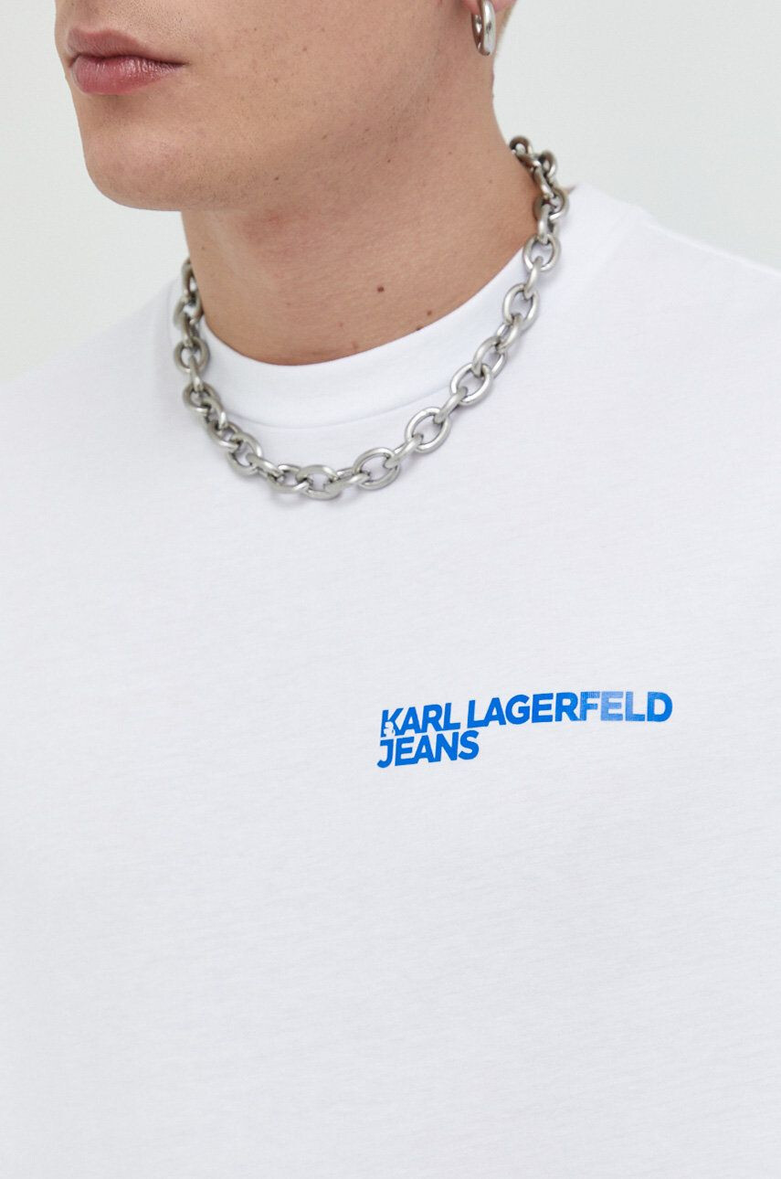 Karl Lagerfeld Jeans tricou din bumbac culoarea alb cu imprimeu - Pled.ro