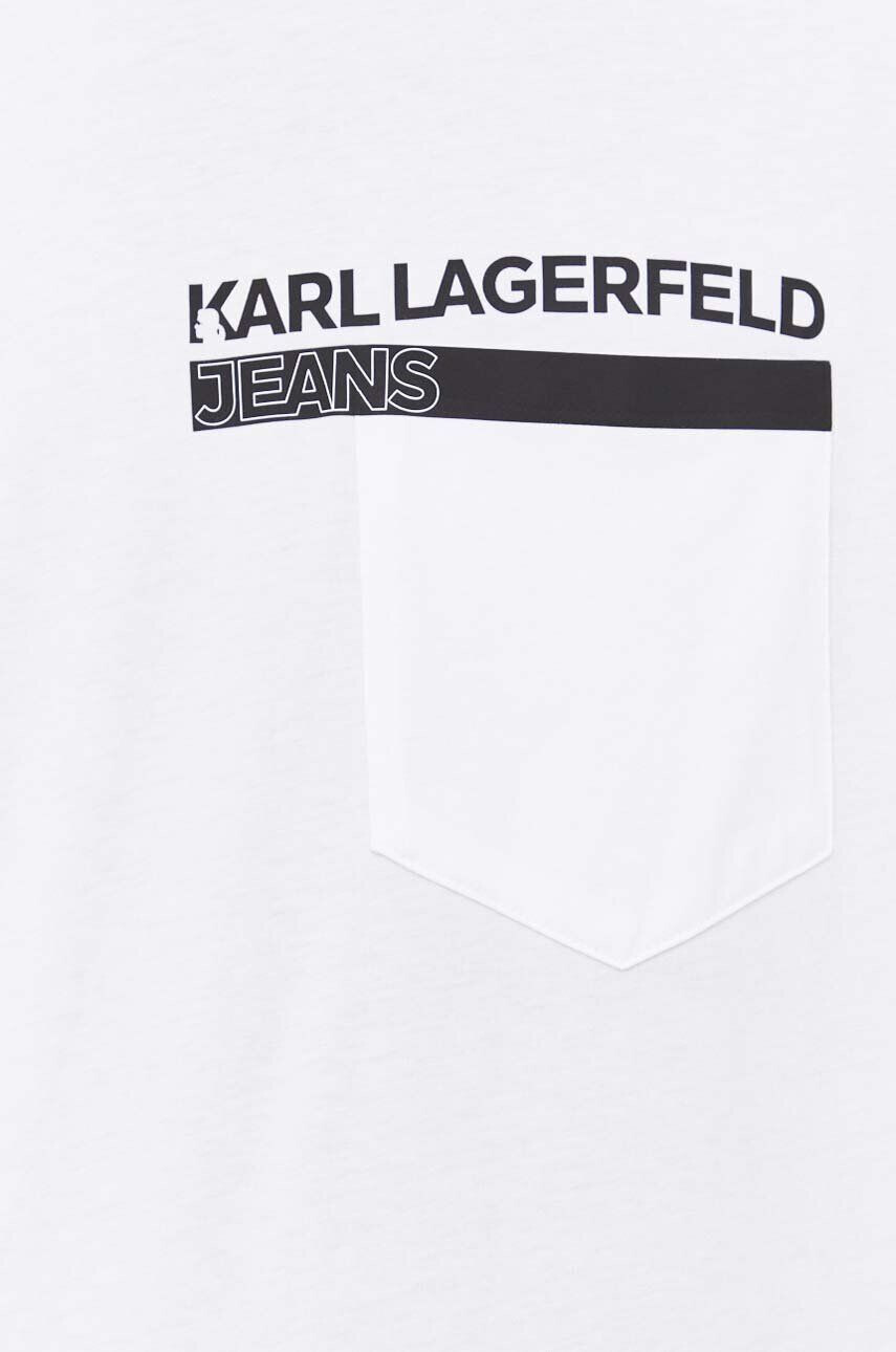 Karl Lagerfeld Jeans tricou din bumbac culoarea alb cu imprimeu - Pled.ro