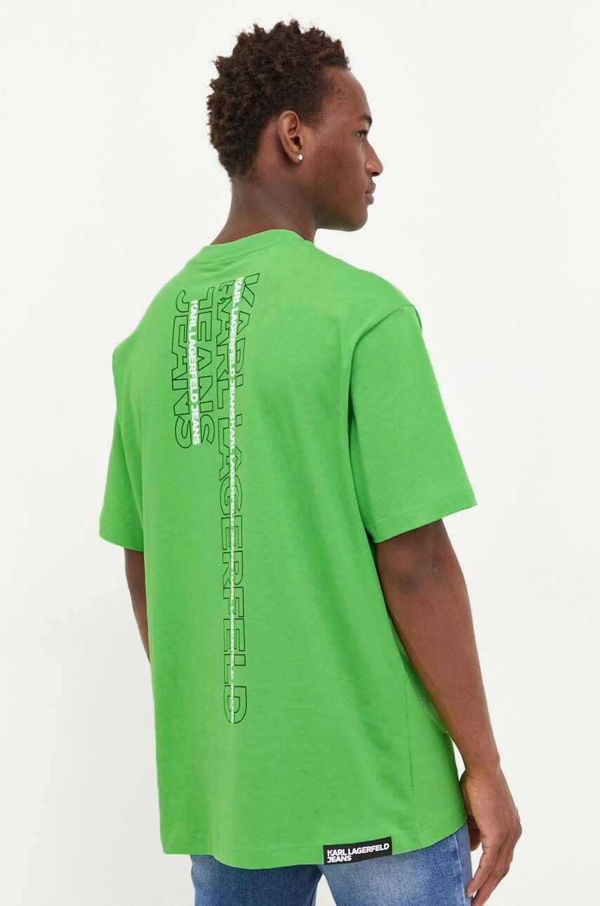 Karl Lagerfeld Jeans tricou din bumbac culoarea verde cu imprimeu - Pled.ro