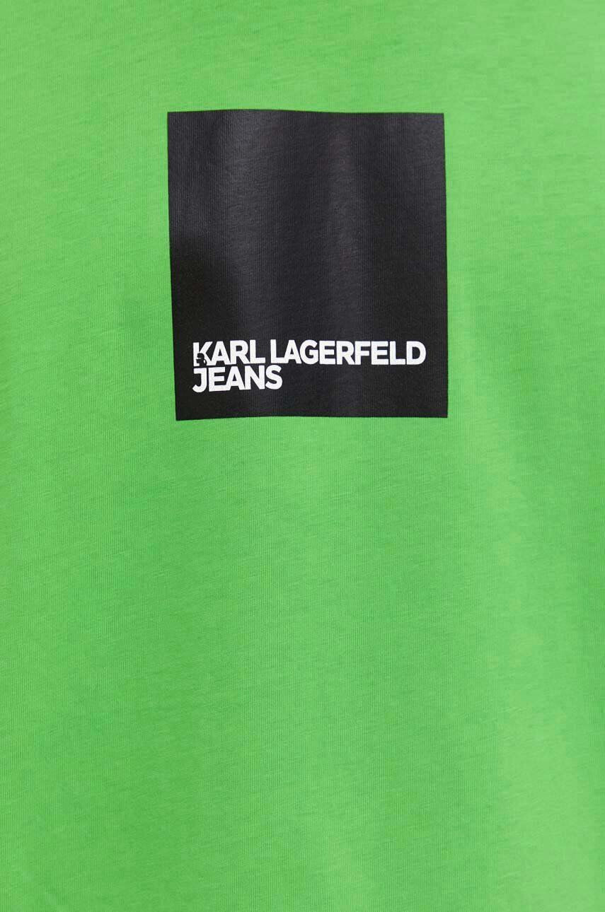 Karl Lagerfeld Jeans tricou din bumbac culoarea verde cu imprimeu - Pled.ro