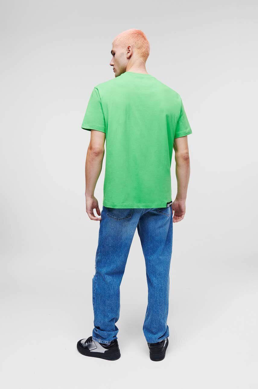 Karl Lagerfeld Jeans tricou din bumbac culoarea verde cu imprimeu - Pled.ro