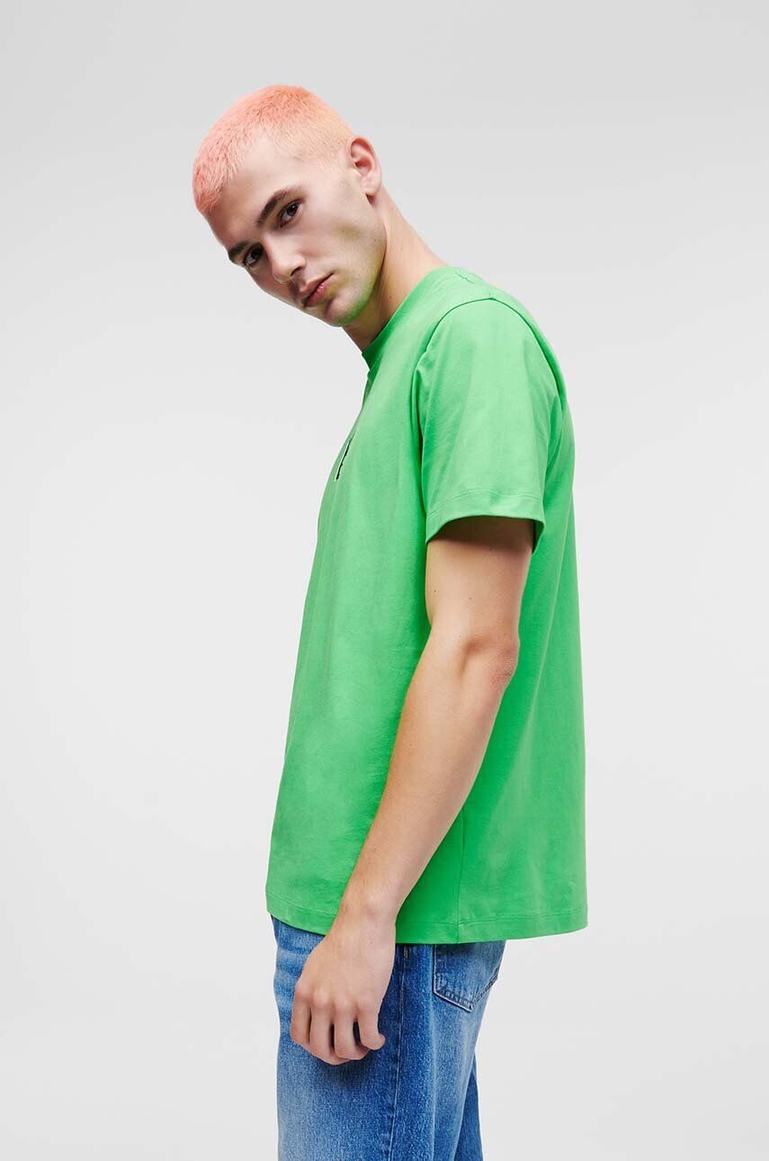 Karl Lagerfeld Jeans tricou din bumbac culoarea verde cu imprimeu - Pled.ro