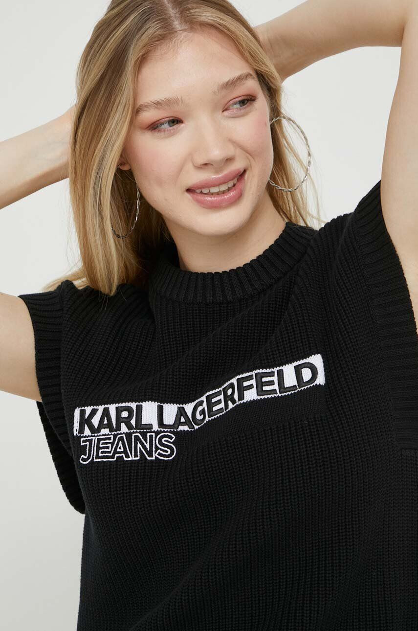 Karl Lagerfeld Jeans vestă din bumbac culoarea negru - Pled.ro