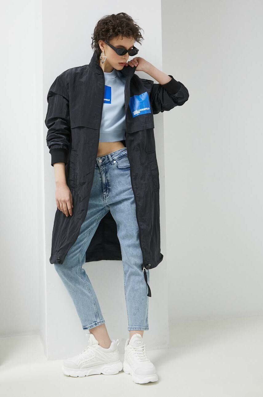 Karl Lagerfeld Jeans windbreaker culoarea negru de tranzitie oversize - Pled.ro