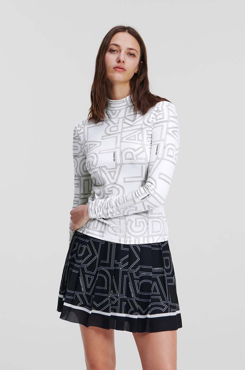 Karl Lagerfeld longsleeve femei culoarea alb cu turtleneck - Pled.ro