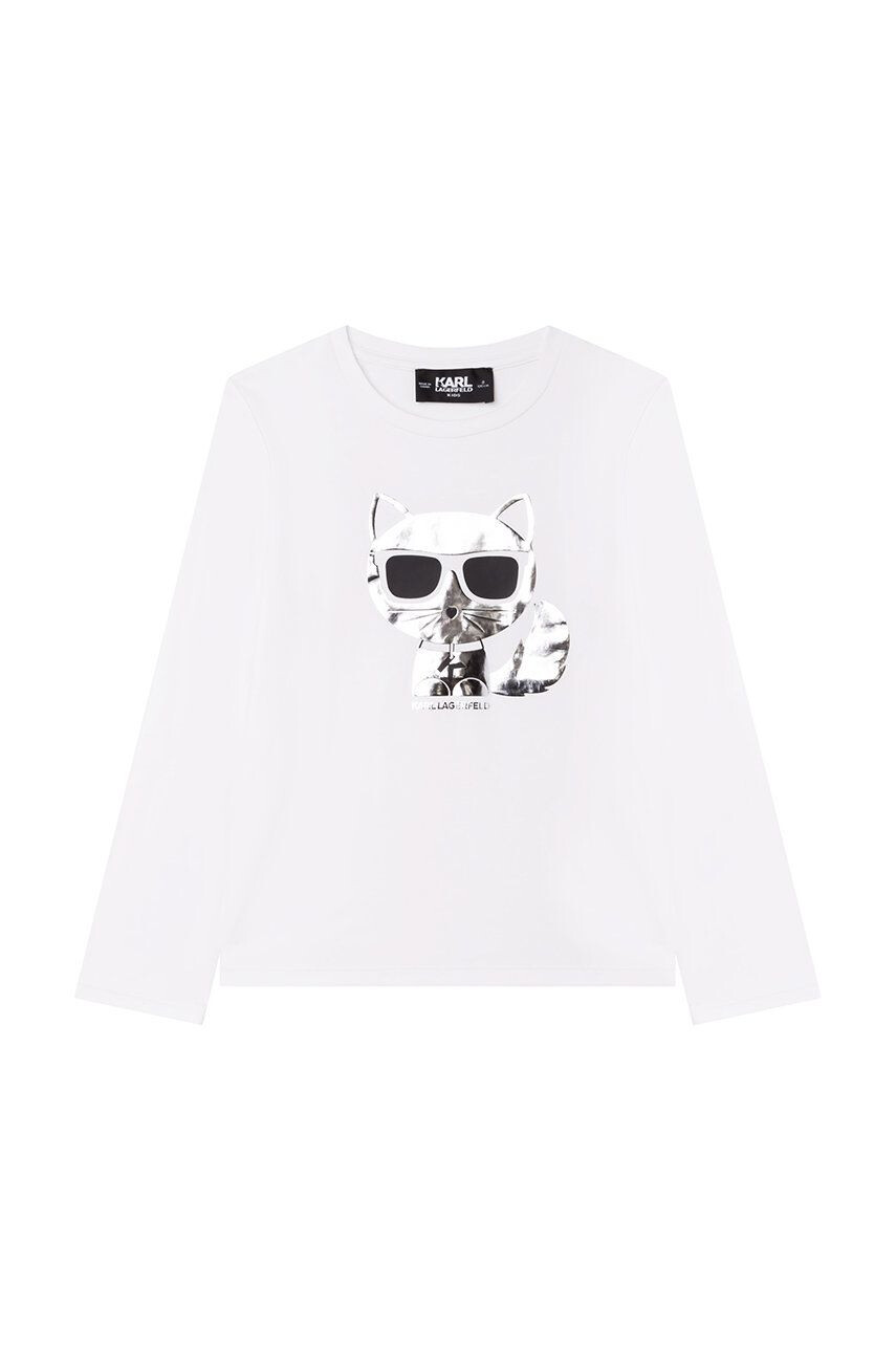 Karl Lagerfeld longsleeve copii culoarea alb - Pled.ro