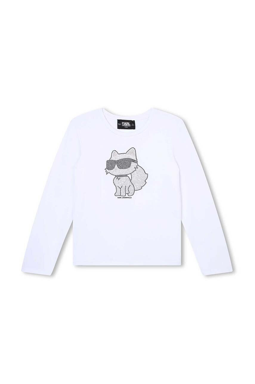 Karl Lagerfeld longsleeve copii culoarea alb - Pled.ro