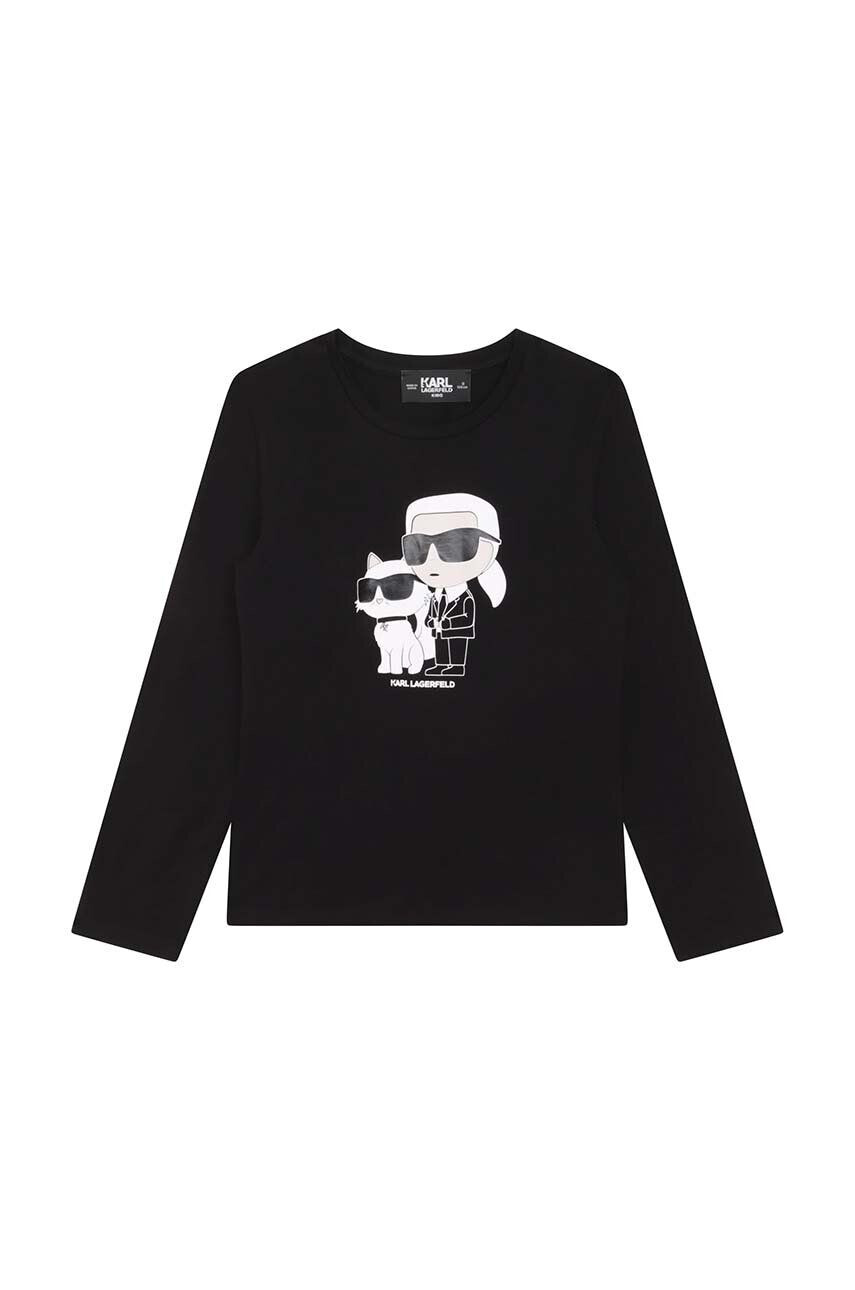 Karl Lagerfeld longsleeve copii culoarea negru cu imprimeu - Pled.ro