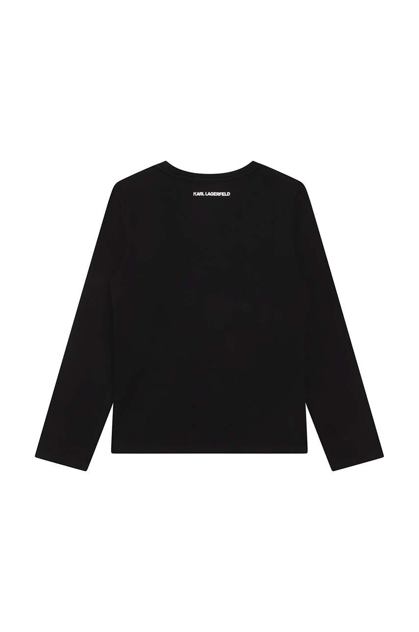 Karl Lagerfeld longsleeve copii culoarea negru cu imprimeu - Pled.ro