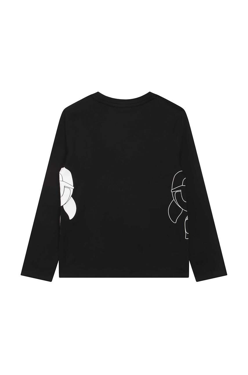 Karl Lagerfeld longsleeve din bumbac pentru copii culoarea negru cu imprimeu - Pled.ro