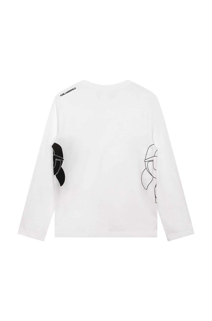 Karl Lagerfeld longsleeve din bumbac pentru copii culoarea alb cu imprimeu - Pled.ro