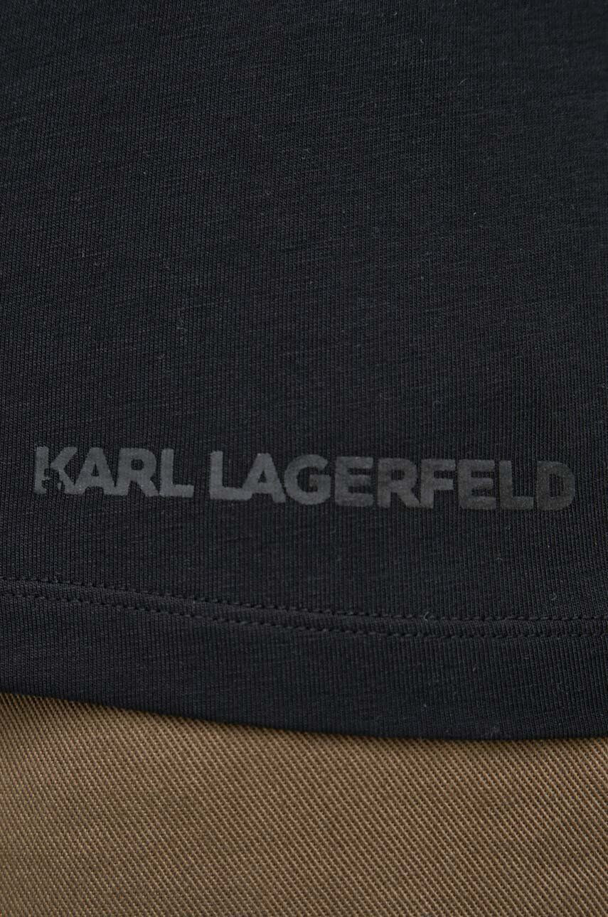 Karl Lagerfeld longsleeve lounge culoarea negru neted - Pled.ro