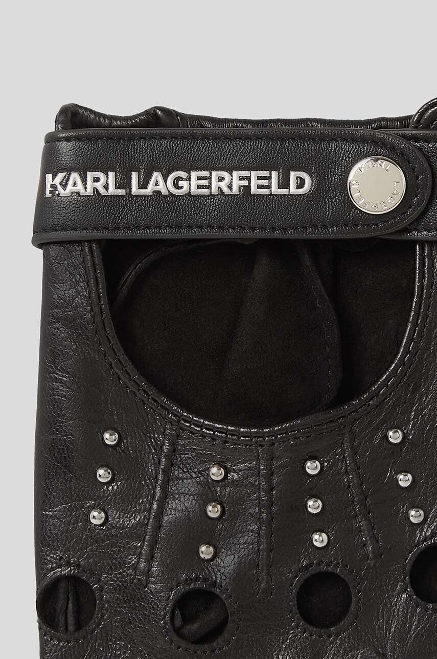 Karl Lagerfeld manusi de piele femei culoarea negru - Pled.ro