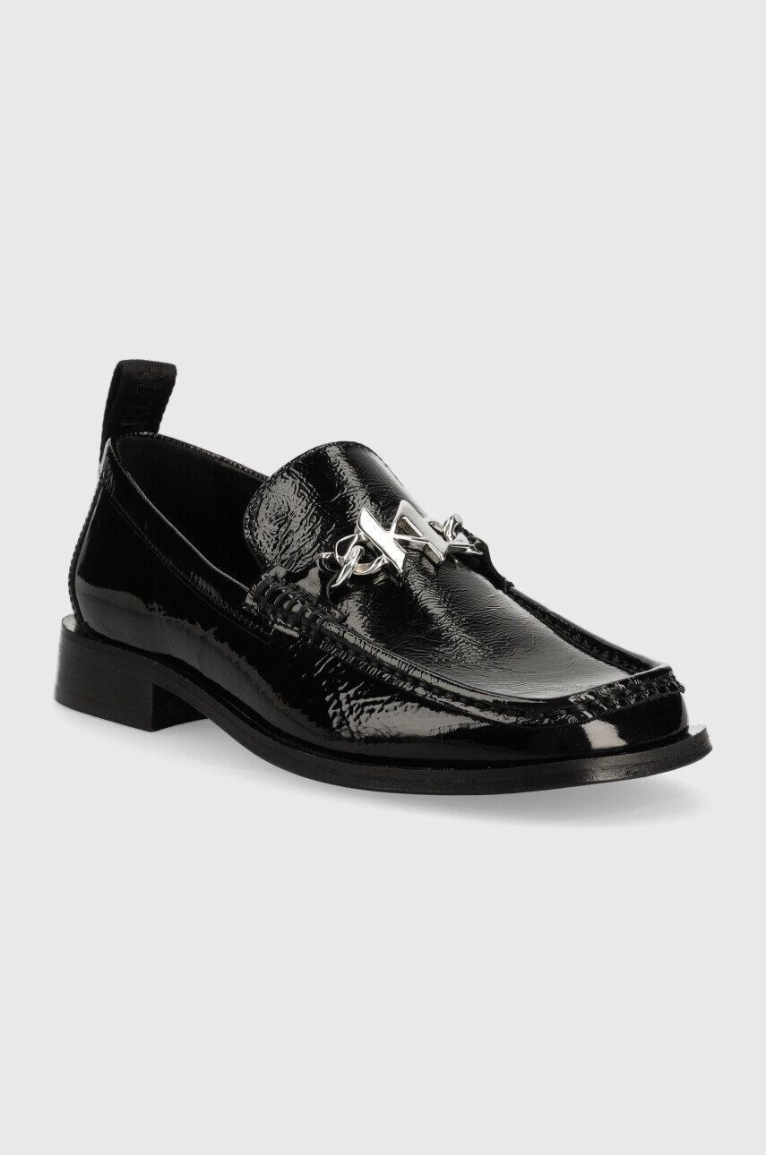 Karl Lagerfeld mocasini de piele MOKASSINO II femei culoarea negru cu toc plat KL41336 - Pled.ro