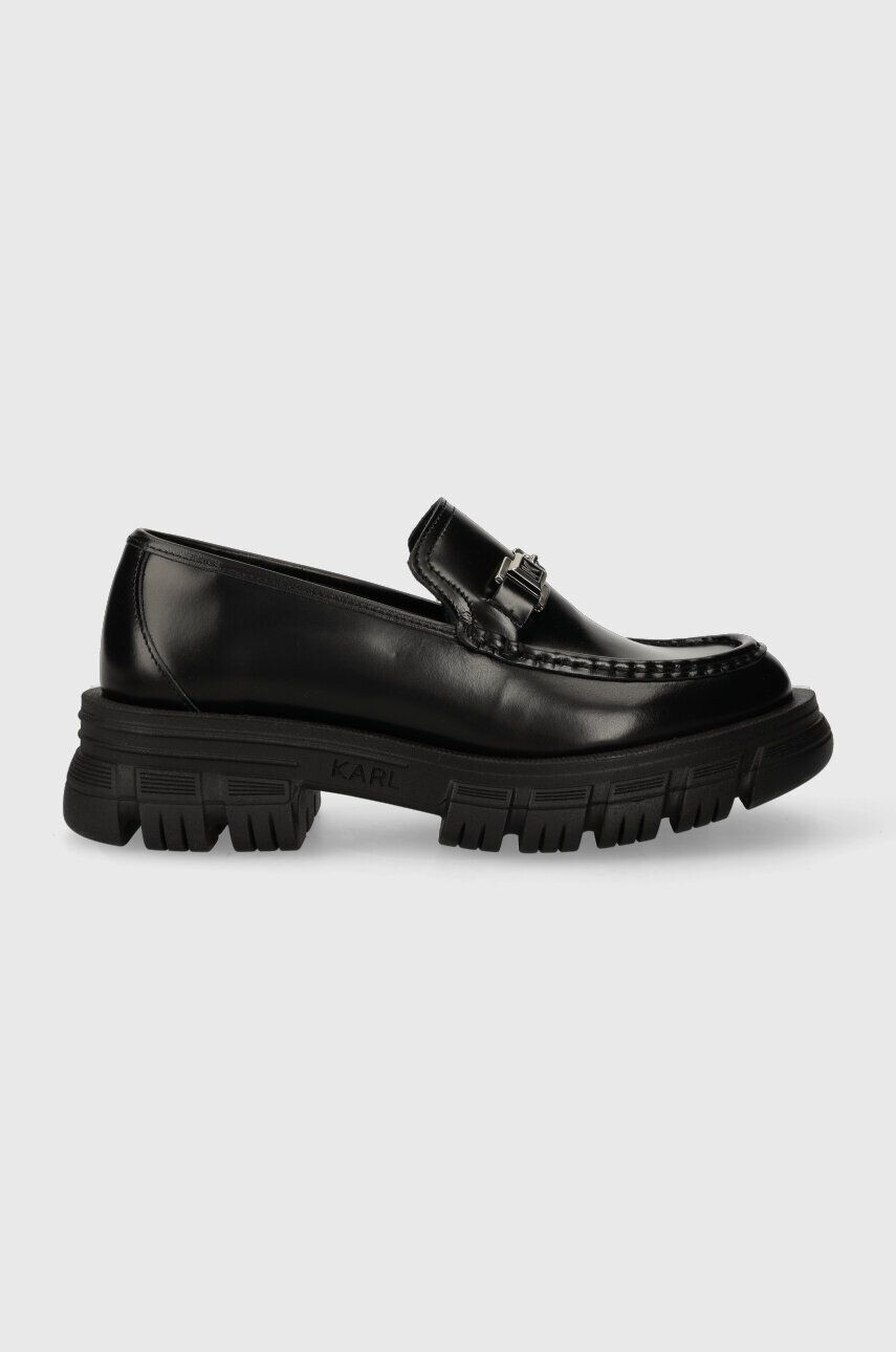 Karl Lagerfeld mocasini de piele PRECINCT femei culoarea negru cu platforma KL43823F - Pled.ro