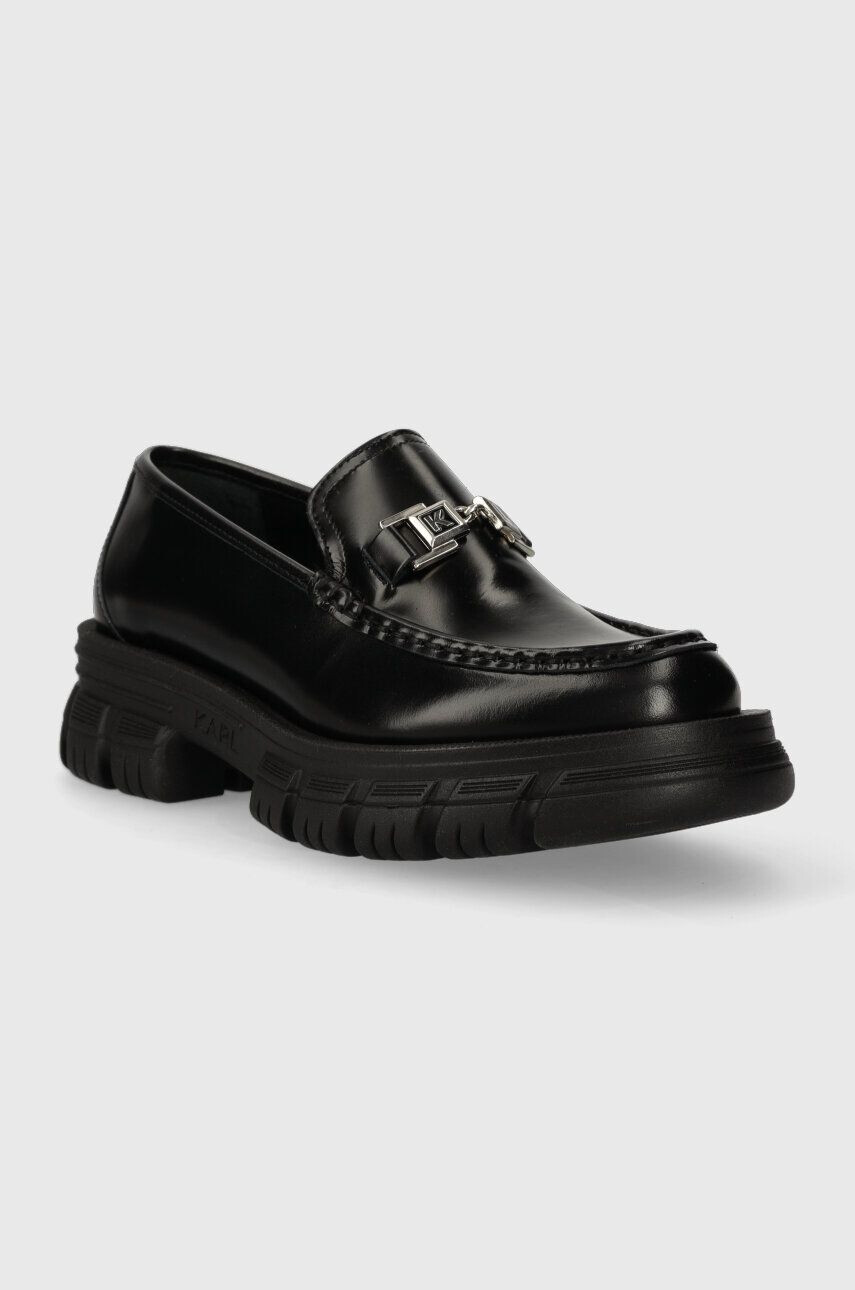 Karl Lagerfeld mocasini de piele PRECINCT femei culoarea negru cu platforma KL43823F - Pled.ro