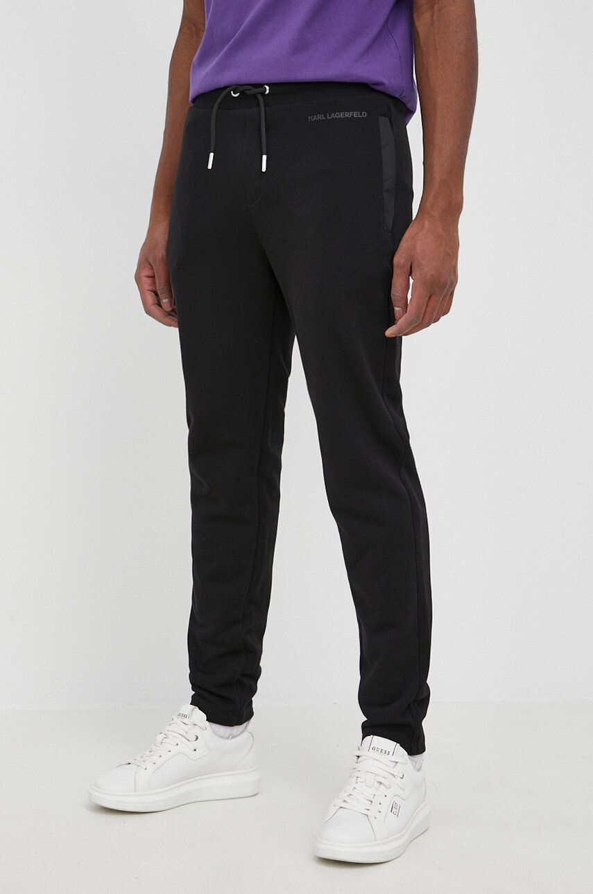 Karl Lagerfeld pantaloni femei culoarea bej lat high waist - Pled.ro