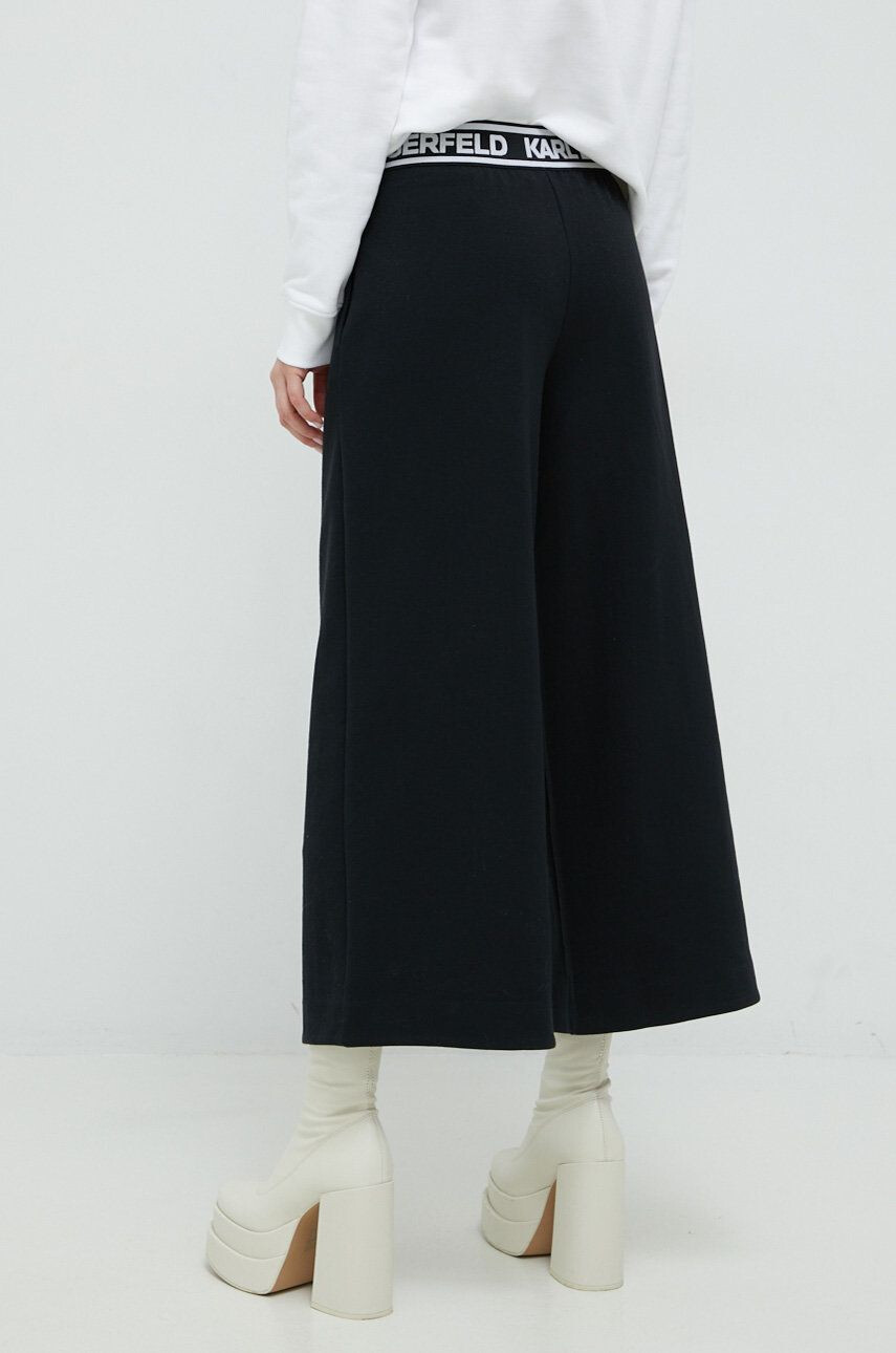 Karl Lagerfeld pantaloni femei culoarea negru lat high waist - Pled.ro