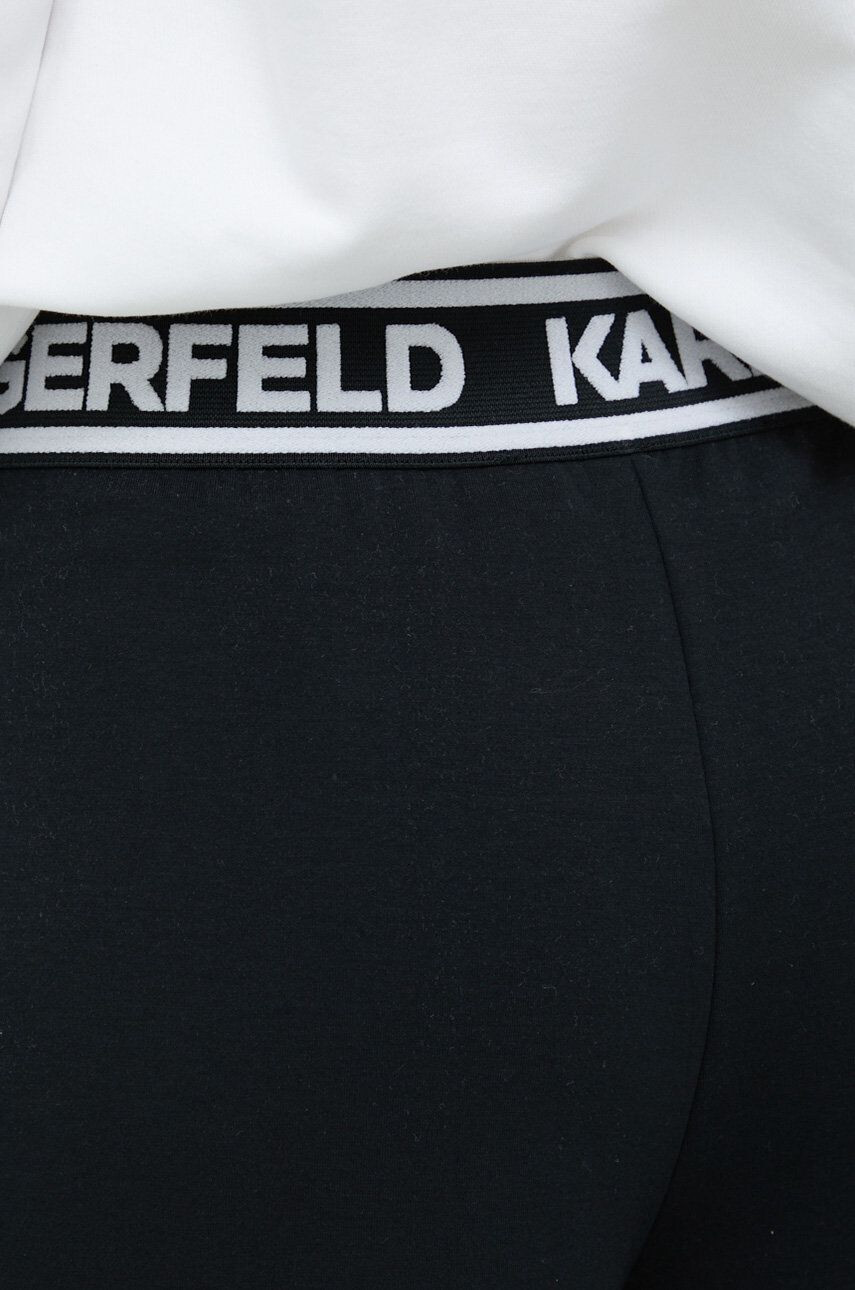 Karl Lagerfeld pantaloni femei culoarea negru lat high waist - Pled.ro