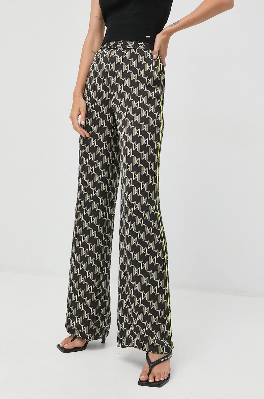 Karl Lagerfeld pantaloni femei culoarea negru lat high waist - Pled.ro