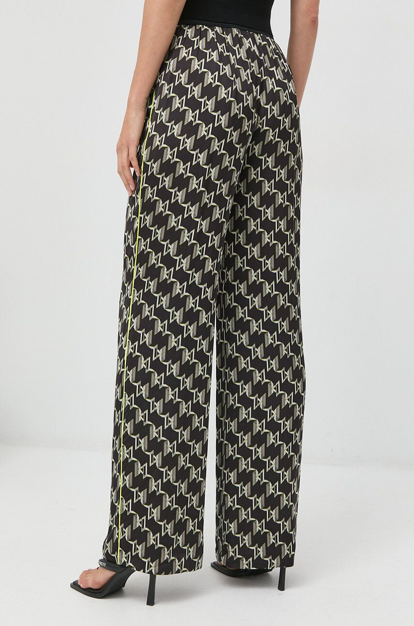 Karl Lagerfeld pantaloni femei culoarea negru lat high waist - Pled.ro