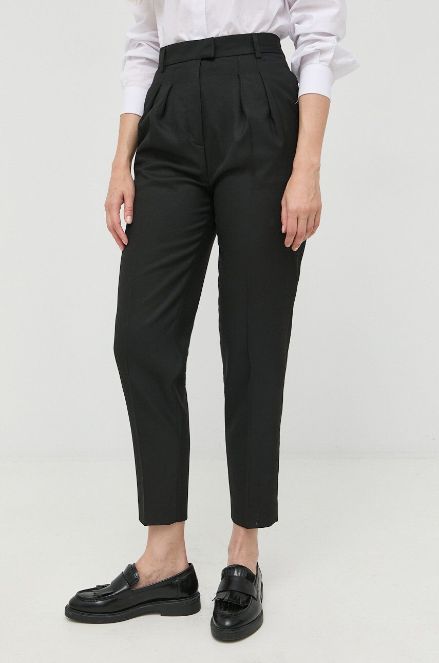 Karl Lagerfeld pantaloni femei culoarea verde drept high waist - Pled.ro