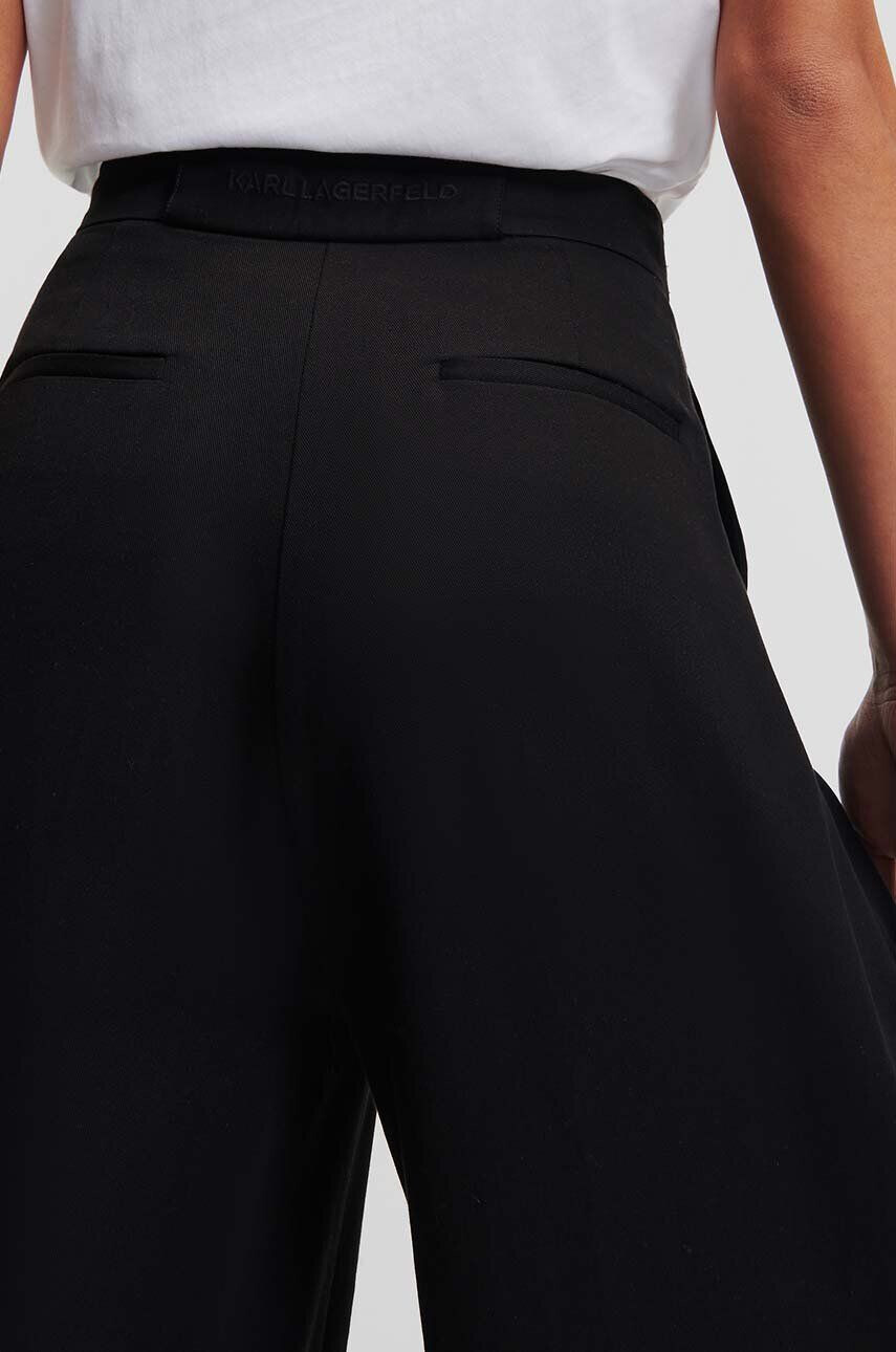 Karl Lagerfeld pantaloni femei culoarea negru lat high waist - Pled.ro