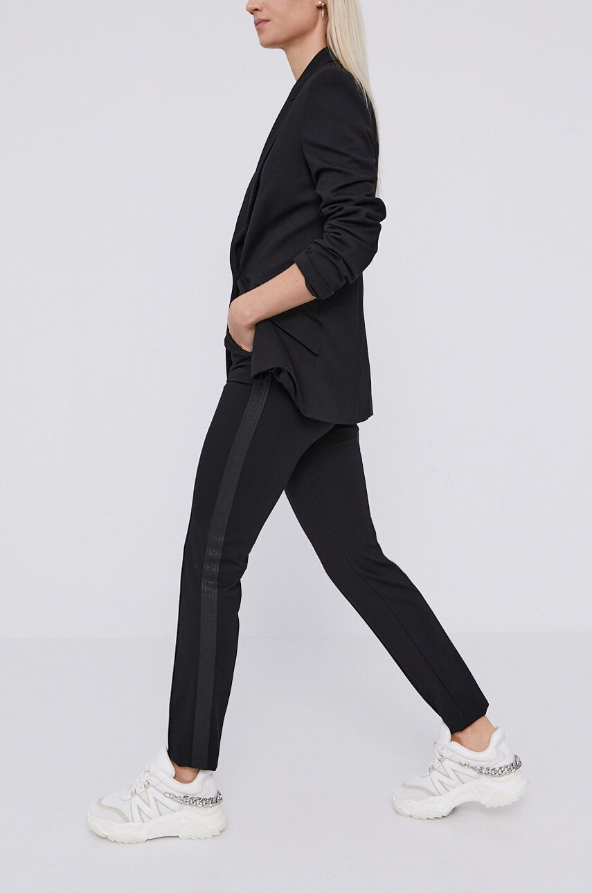 Karl Lagerfeld Pantaloni femei culoarea negru mulat medium waist - Pled.ro