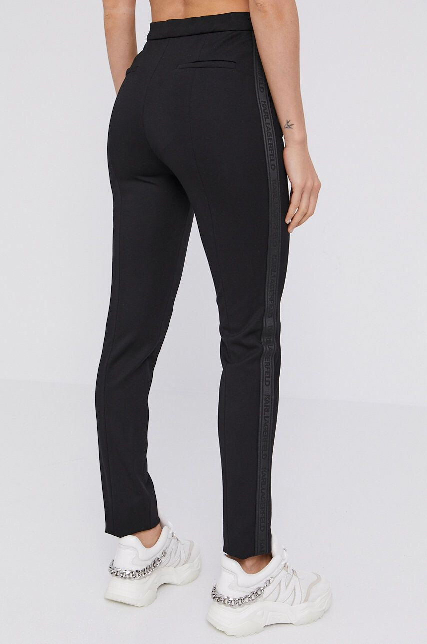 Karl Lagerfeld Pantaloni femei culoarea negru mulat medium waist - Pled.ro