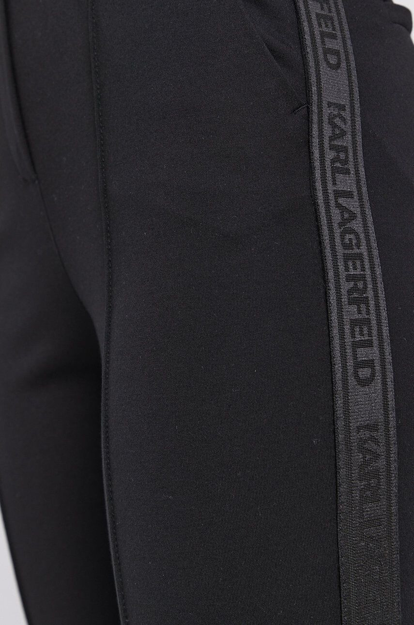 Karl Lagerfeld Pantaloni femei culoarea negru mulat medium waist - Pled.ro