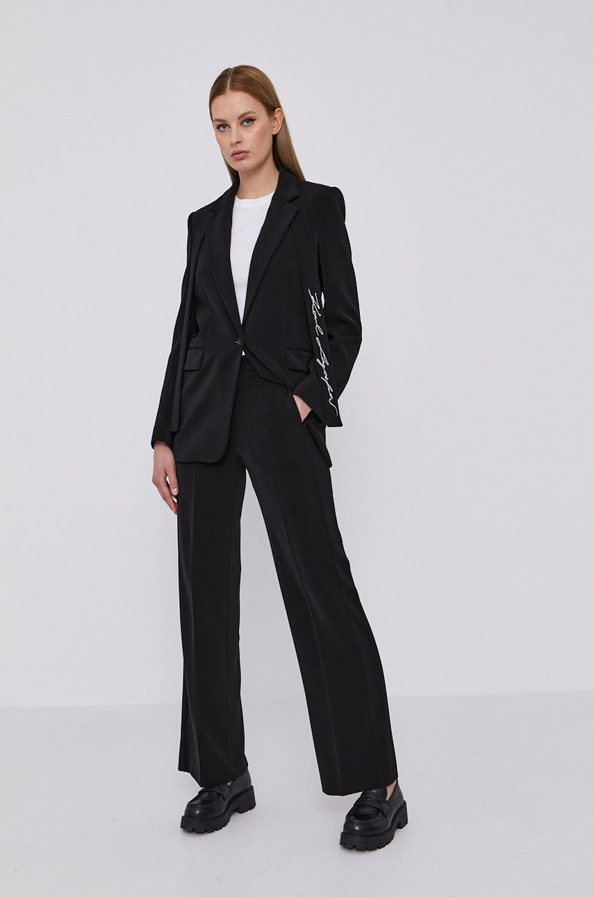 Karl Lagerfeld Pantaloni femei culoarea negru lat high waist - Pled.ro