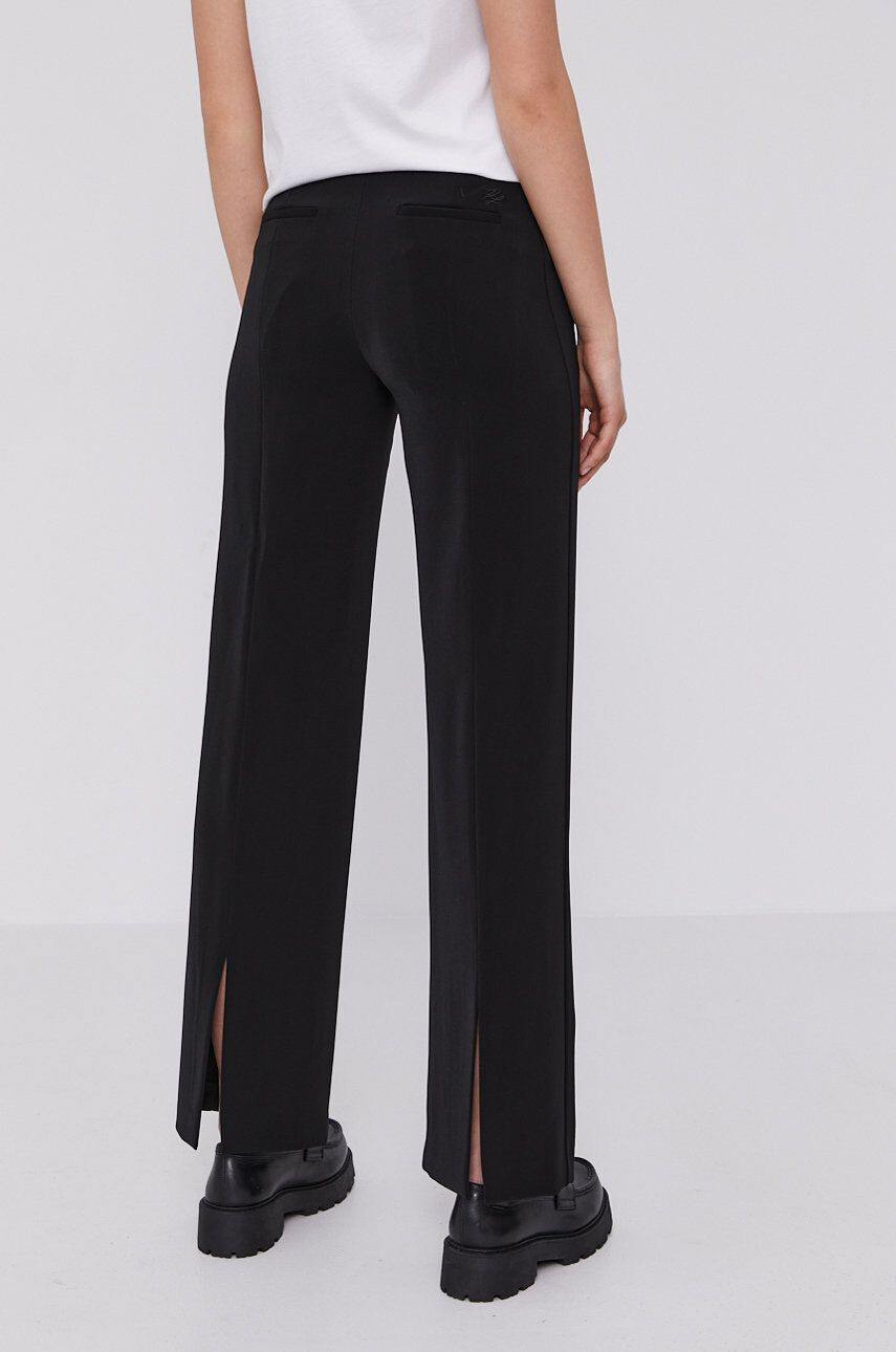 Karl Lagerfeld Pantaloni femei culoarea negru lat high waist - Pled.ro