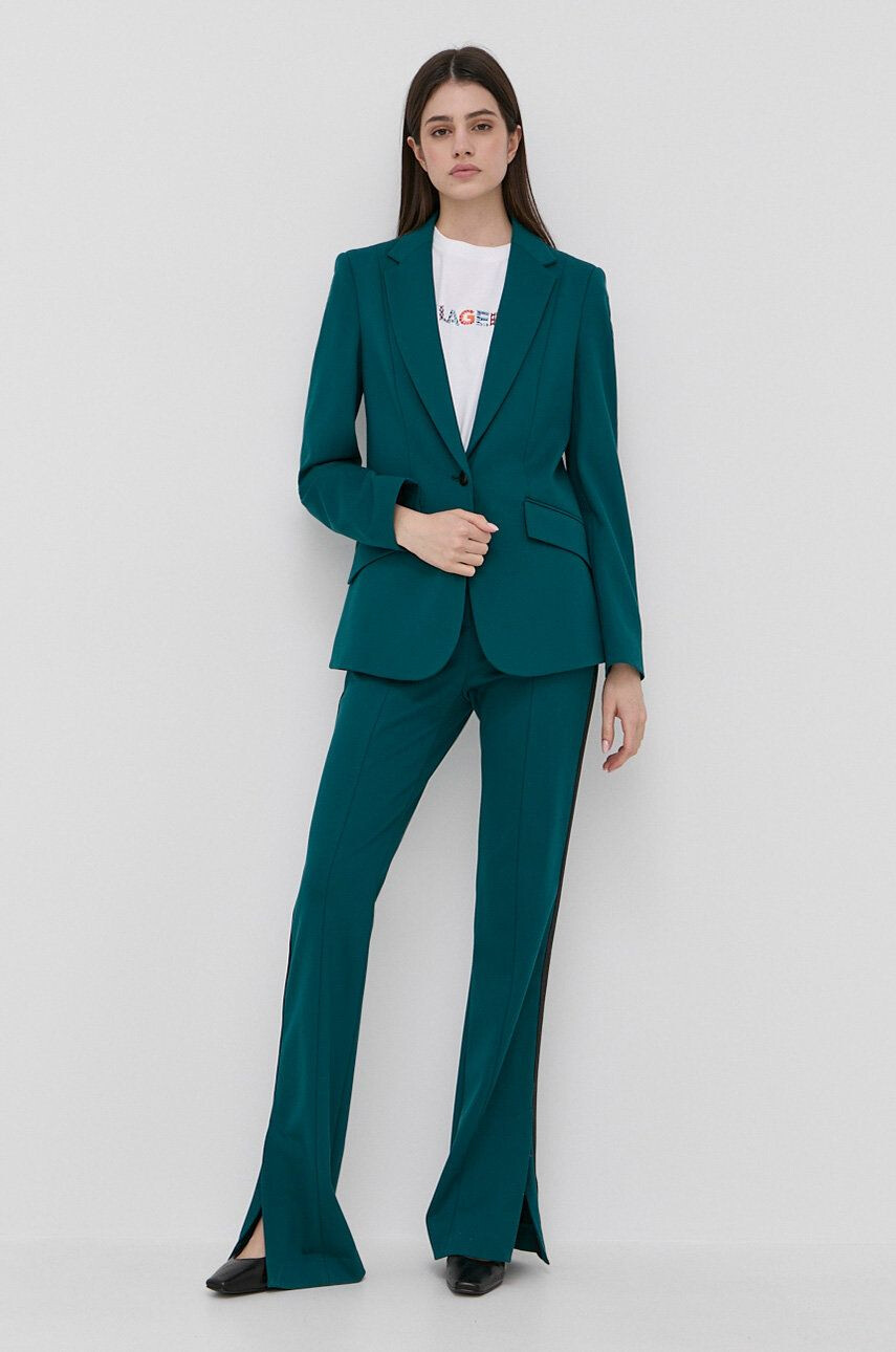 Karl Lagerfeld pantaloni femei culoarea verde evazati high waist - Pled.ro