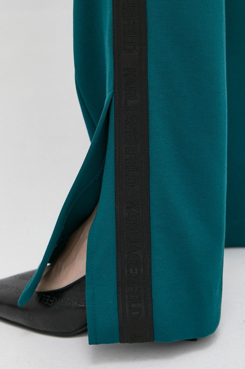 Karl Lagerfeld pantaloni femei culoarea verde evazati high waist - Pled.ro