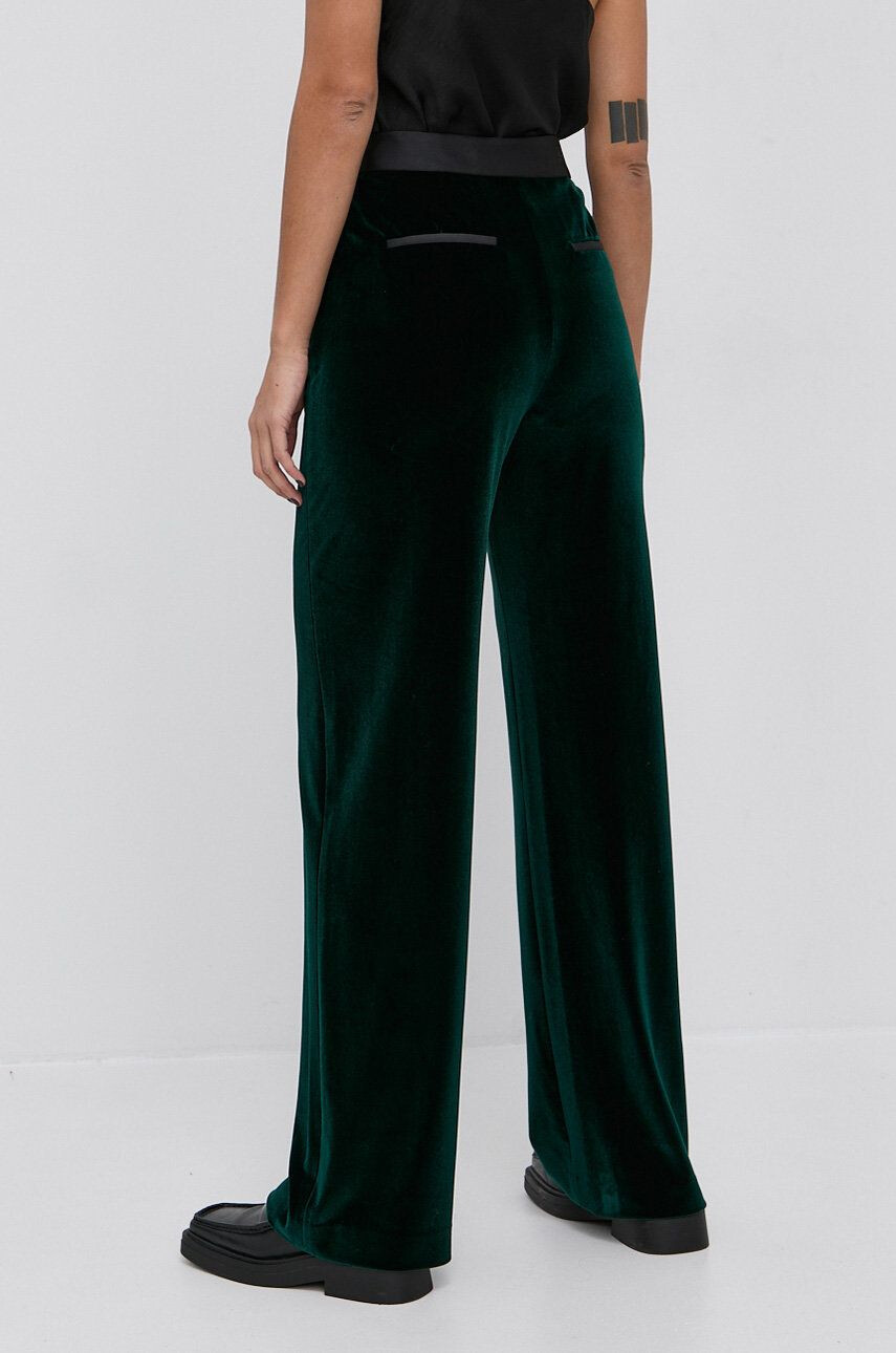 Karl Lagerfeld Pantaloni femei culoarea verde lat high waist - Pled.ro