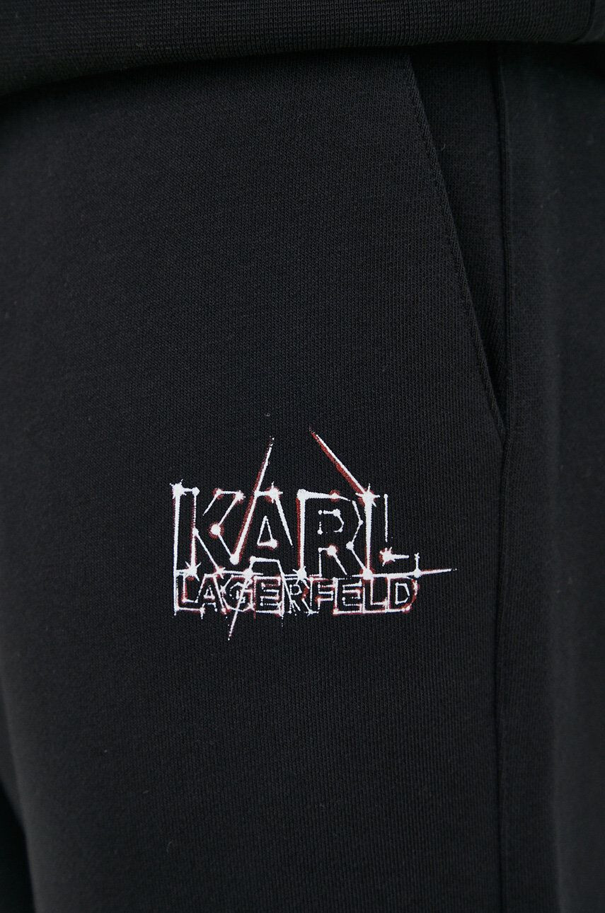 Karl Lagerfeld pantaloni de trening barbati culoarea negru cu imprimeu - Pled.ro