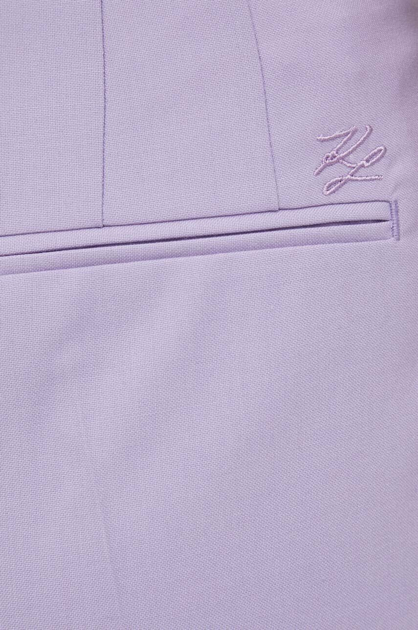 Karl Lagerfeld pantaloni din lana culoarea violet fason tigareta high waist - Pled.ro