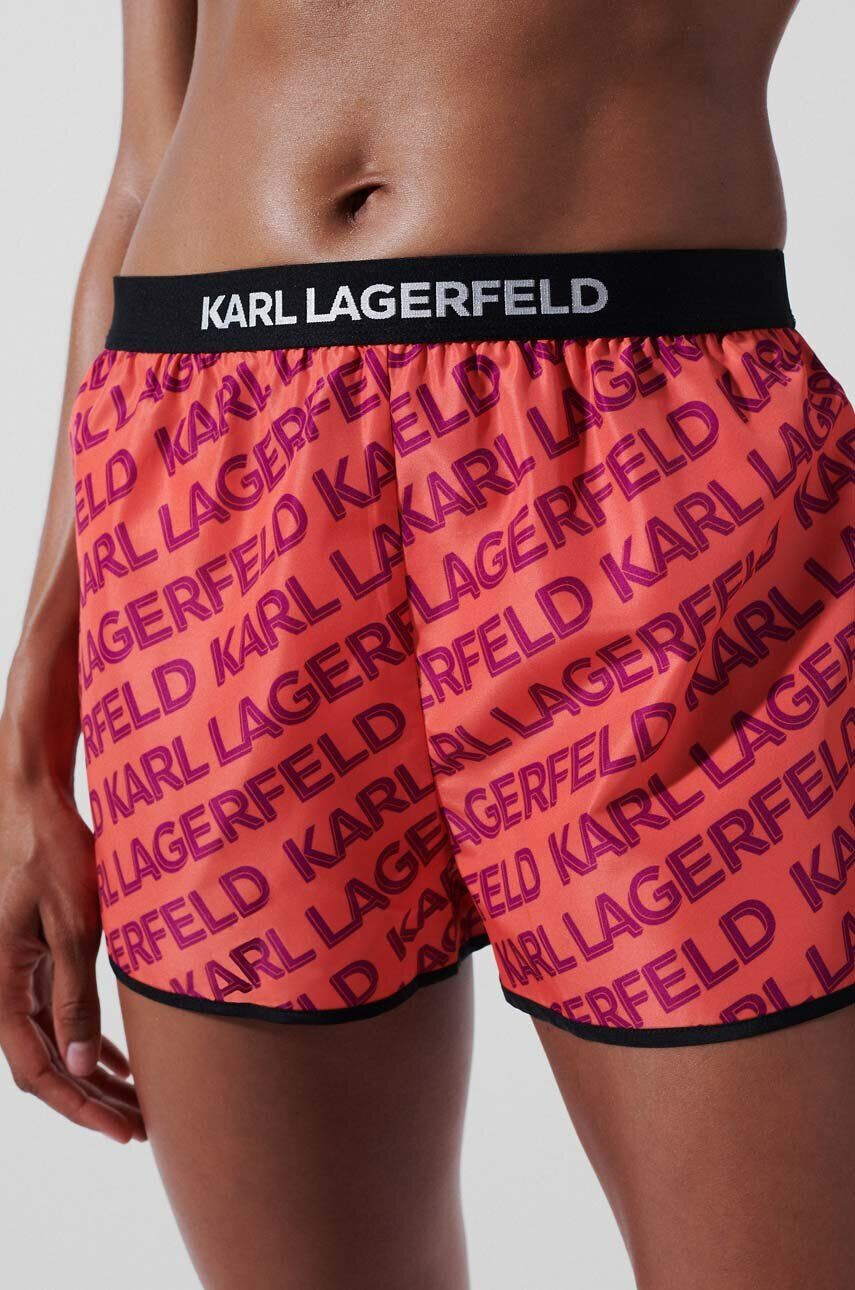 Karl Lagerfeld pantaloni scurti femei culoarea portocaliu neted medium waist - Pled.ro