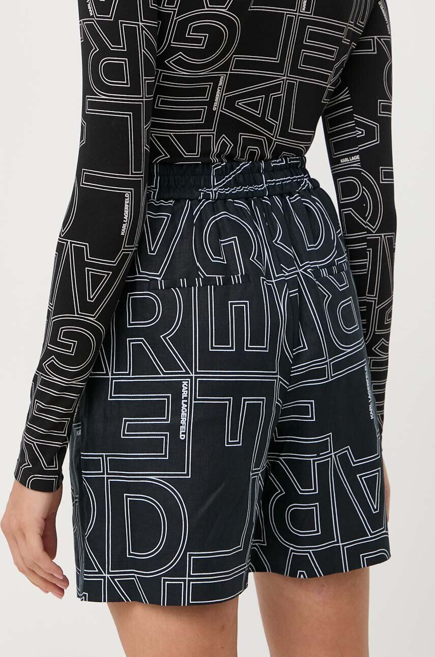 Karl Lagerfeld pantaloni scurti din in culoarea negru modelator high waist - Pled.ro