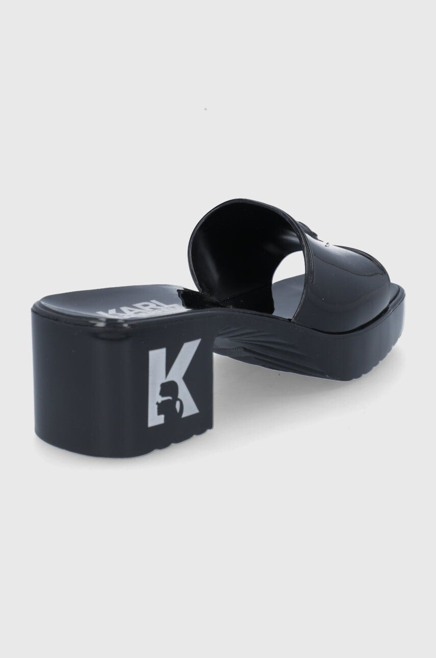 Karl Lagerfeld papuci JELLY BLOK HEEL femei culoarea negru cu toc drept KL83001 - Pled.ro