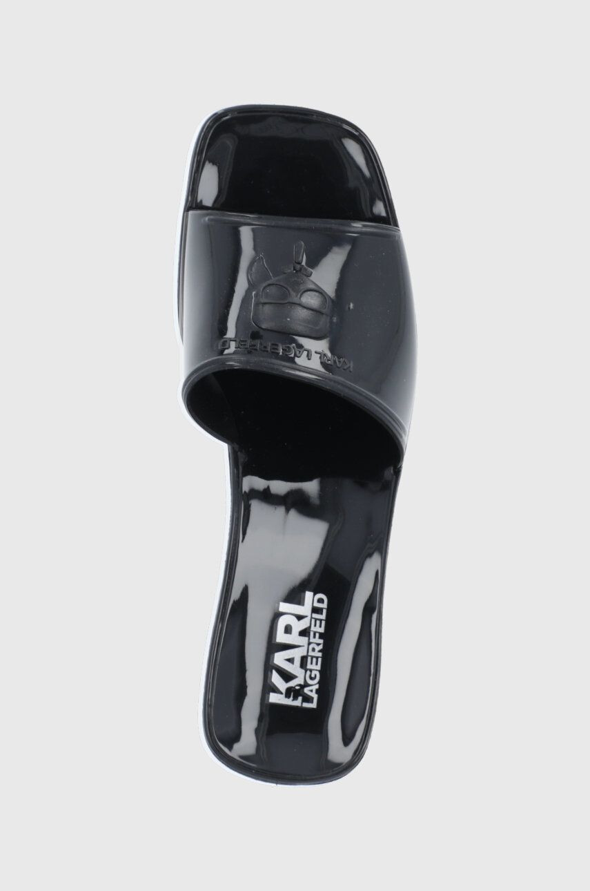 Karl Lagerfeld papuci JELLY BLOK HEEL femei culoarea negru cu toc drept KL83001 - Pled.ro