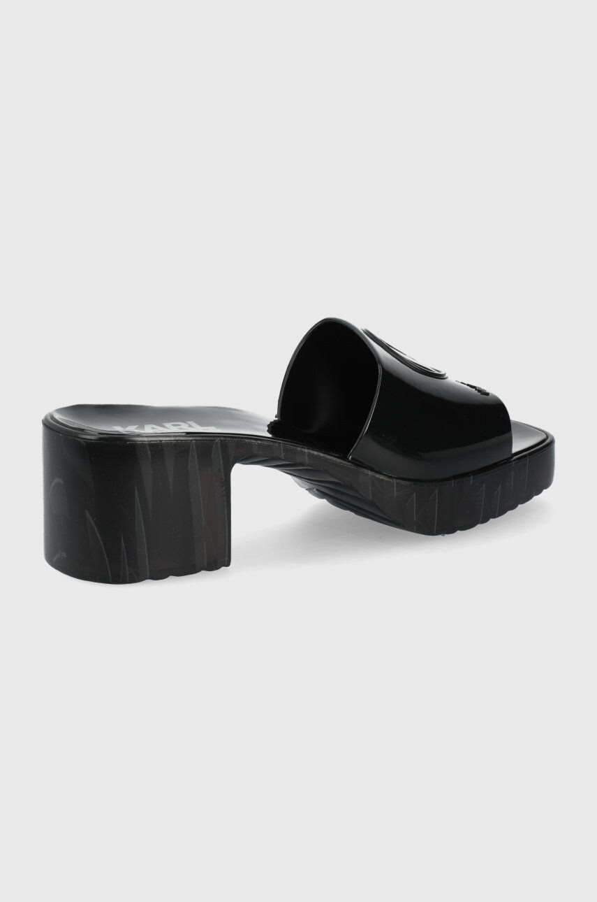 Karl Lagerfeld papuci JELLY BLOK HEEL femei culoarea negru cu toc drept KL83005 - Pled.ro