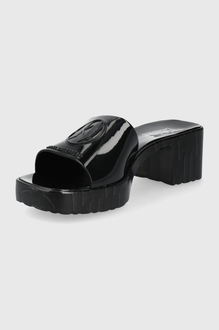 Karl Lagerfeld papuci JELLY BLOK HEEL femei culoarea negru cu toc drept KL83005 - Pled.ro