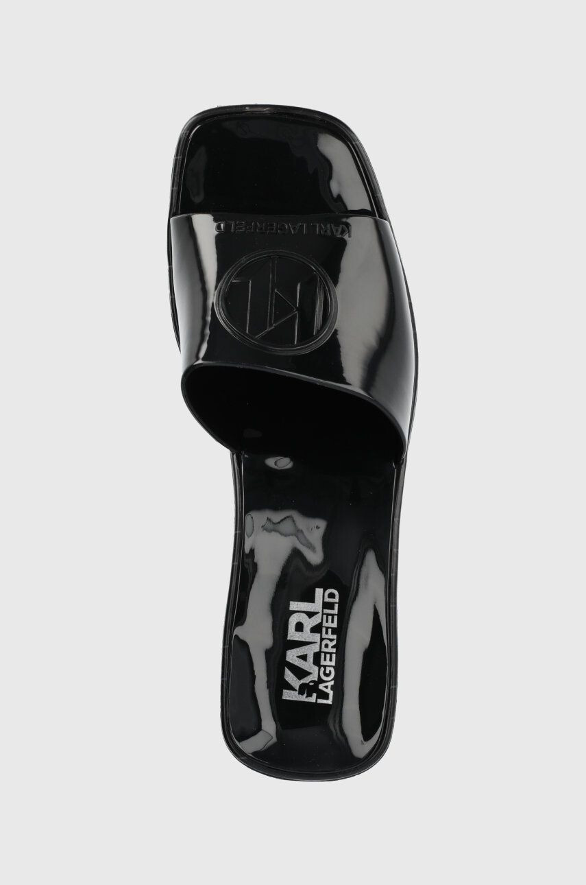 Karl Lagerfeld papuci JELLY BLOK HEEL femei culoarea negru cu toc drept KL83005 - Pled.ro