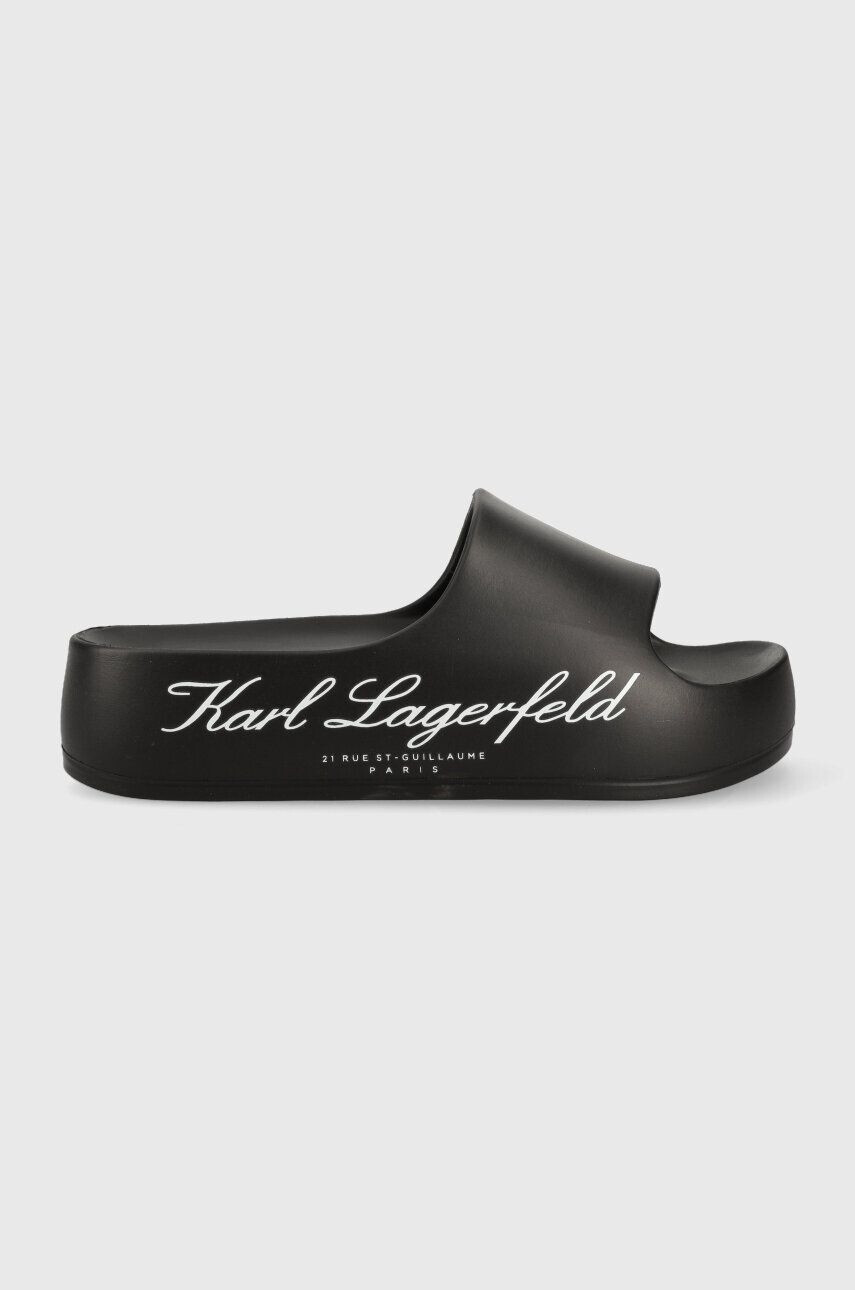 Karl Lagerfeld papuci KOBO II femei culoarea negru cu platforma KL86000 - Pled.ro