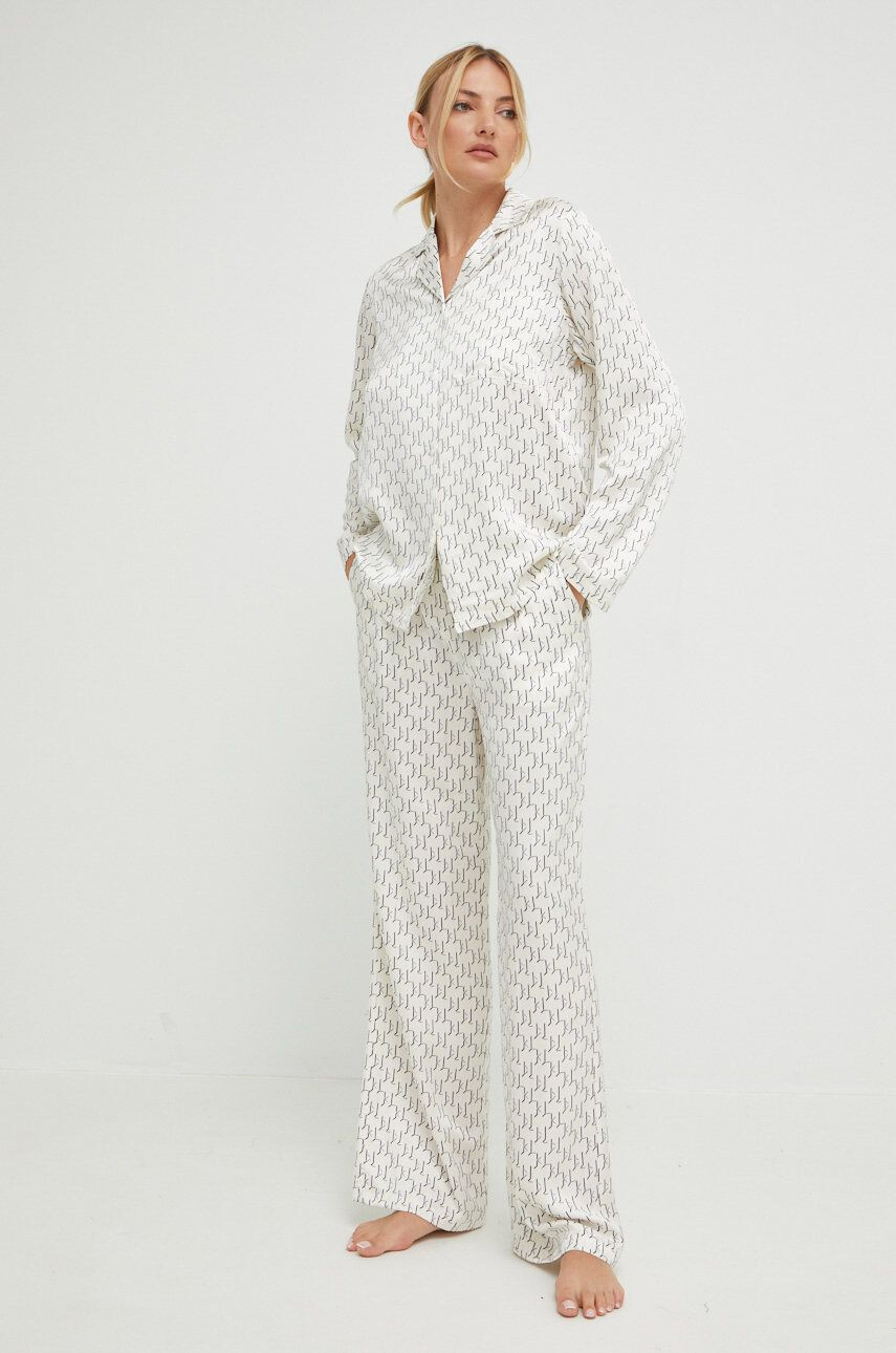 Karl Lagerfeld pijama femei culoarea bej - Pled.ro