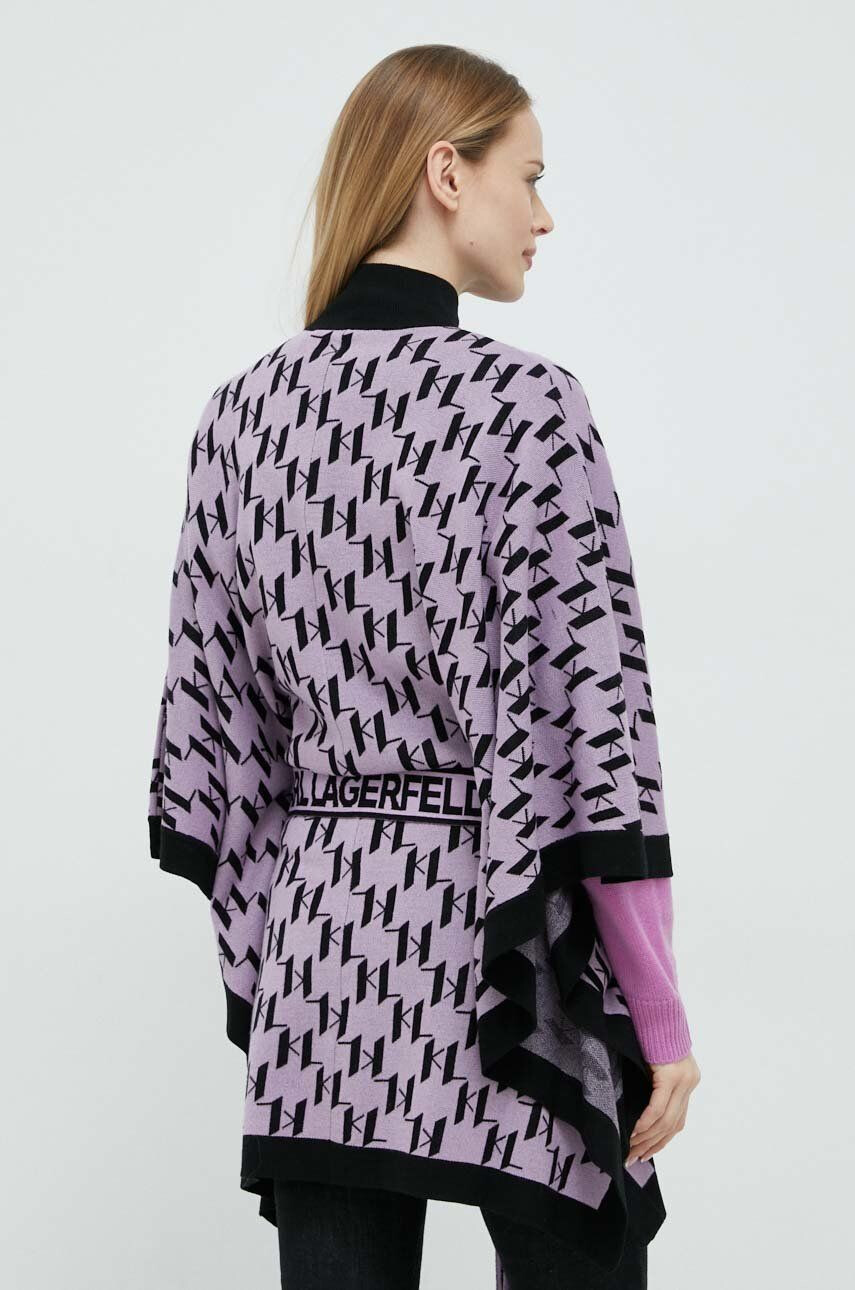 Karl Lagerfeld poncho culoarea violet - Pled.ro