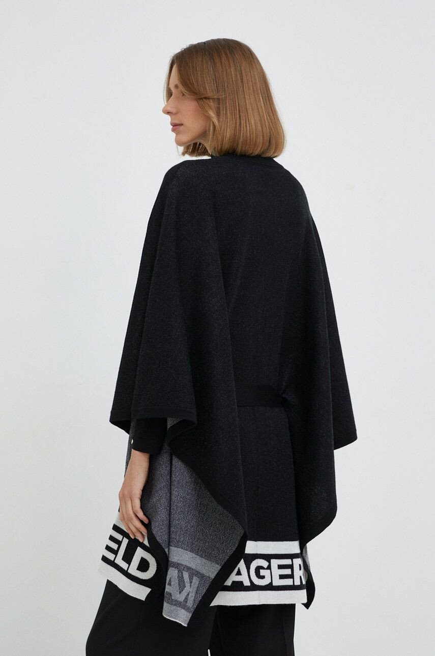 Karl Lagerfeld poncho de lana femei culoarea negru - Pled.ro