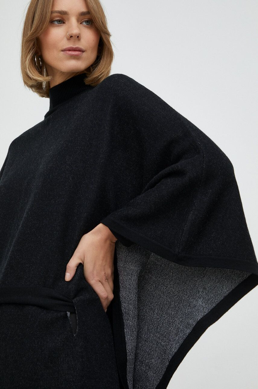 Karl Lagerfeld poncho de lana femei culoarea negru - Pled.ro