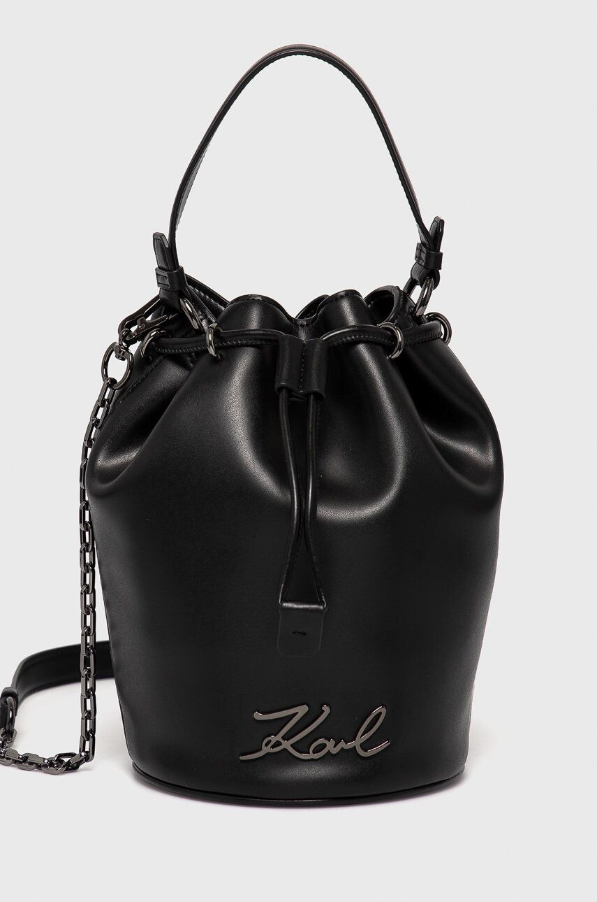 Karl Lagerfeld poseta de piele culoarea alb - Pled.ro